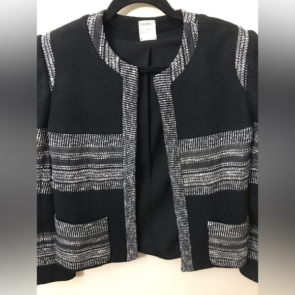 L'AGENCE Womens Wool Blend Black Boucle Striped Fitted Blazer Jacket Size 4 - Picture 6 of 15